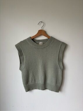 Wilfred Ribbed Knit Crewneck Vest in Sage